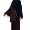Tunique Anisley Premium Chocolat x Jupe Porte Feuille Premium Chocolat x Maxi Hijab XXL Noir by Oummi Abi Moi