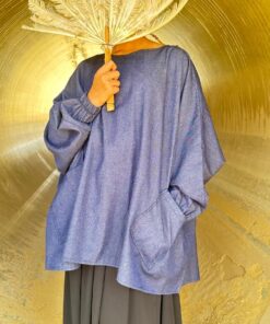 Tunique Anisley Denim x Jupe Portefeuille WhoolPeach Noir by Oummi Abi Moi