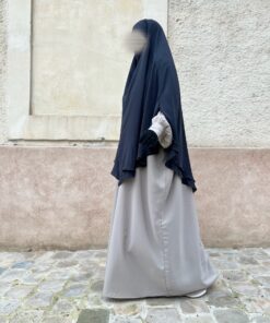 Abaya Manches Bouffantes Greige Whool Peach Profil
