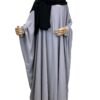 Abaya Saoudienne WhoolPeach Premium Gris Lilas x Maxi Hijab XXL Noir by Oummi Abi Moi