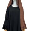 Cape Mélissa Mousseline Moka x Abaya Manches Bouffantes WhoolPeach Premium Noir by Oummi Abi Moi