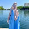Khimar Double Greige Face Whool Peach by Oummi Abi Moi