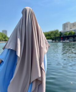 Khimar Double Greige Semi Profil Whool Peach by Oummi Abi Moi