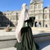 Khimar Double Greige x Abaya Caly Kaki by Oummi Abi Moi