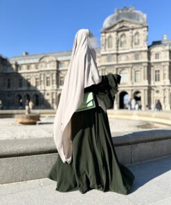 Khimar Double Greige x Abaya Caly Kaki by Oummi Abi Moi