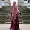 Khimar Double Taupe Rosé Whool Peach by Oummi Abi Moi