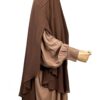 Khimar Wijden Mousseline Moka x Abaya Manches Bouffantes WhoolPeach Premium Camel by Oummi Abi Moi