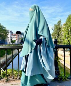 Kimocape Whool Peach Bleu Gris Face by Oummi Abi Moi