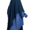 Maxi Khimar 140 cm WhoolPeach Premium Bleu Nuit x Chemise Elaya Denim x Abaya WhoolPeach Premium Bleu Nuit by Oummi Abi Moi