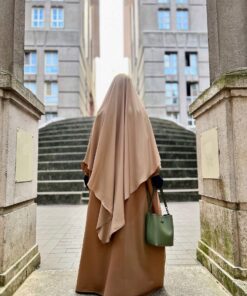 Maxi Khimar Classique Beige Nude by Oummi Abi Moi Dos Whool Peach