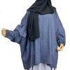 Tunique Anisley Denim x Abaya Saoudienne WhoolPeach Premium Gris Lilas x Maxi Hijab XXL Noir by Oummi Abi Moi